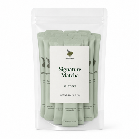 Umacha Co. Signature Ceremonial Grade Matcha Green Tea Powder – Individual Matcha Sticks