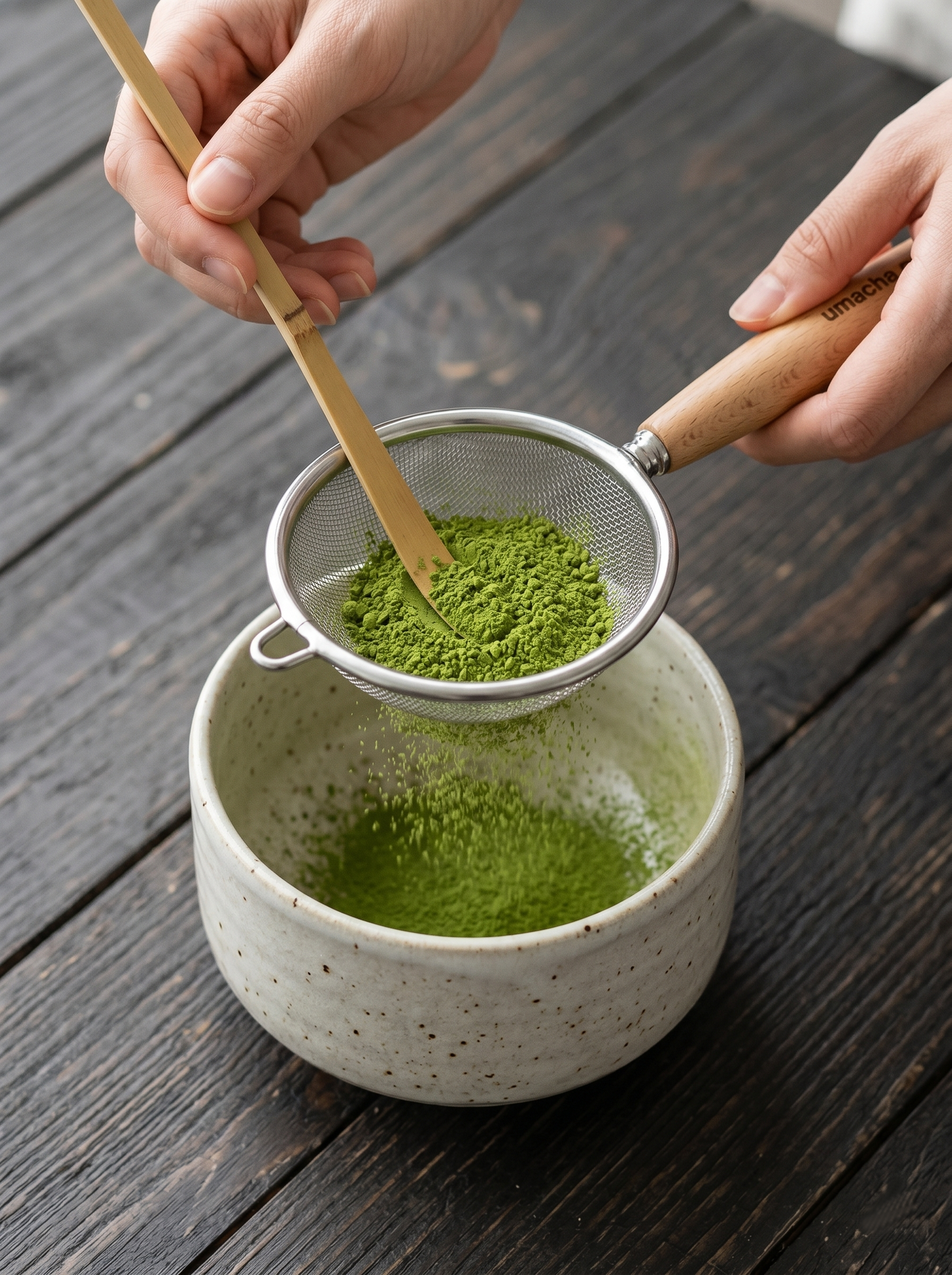 Umacha Co. Artisan Matcha Sifter - Stainless Steel & Wooden Handle