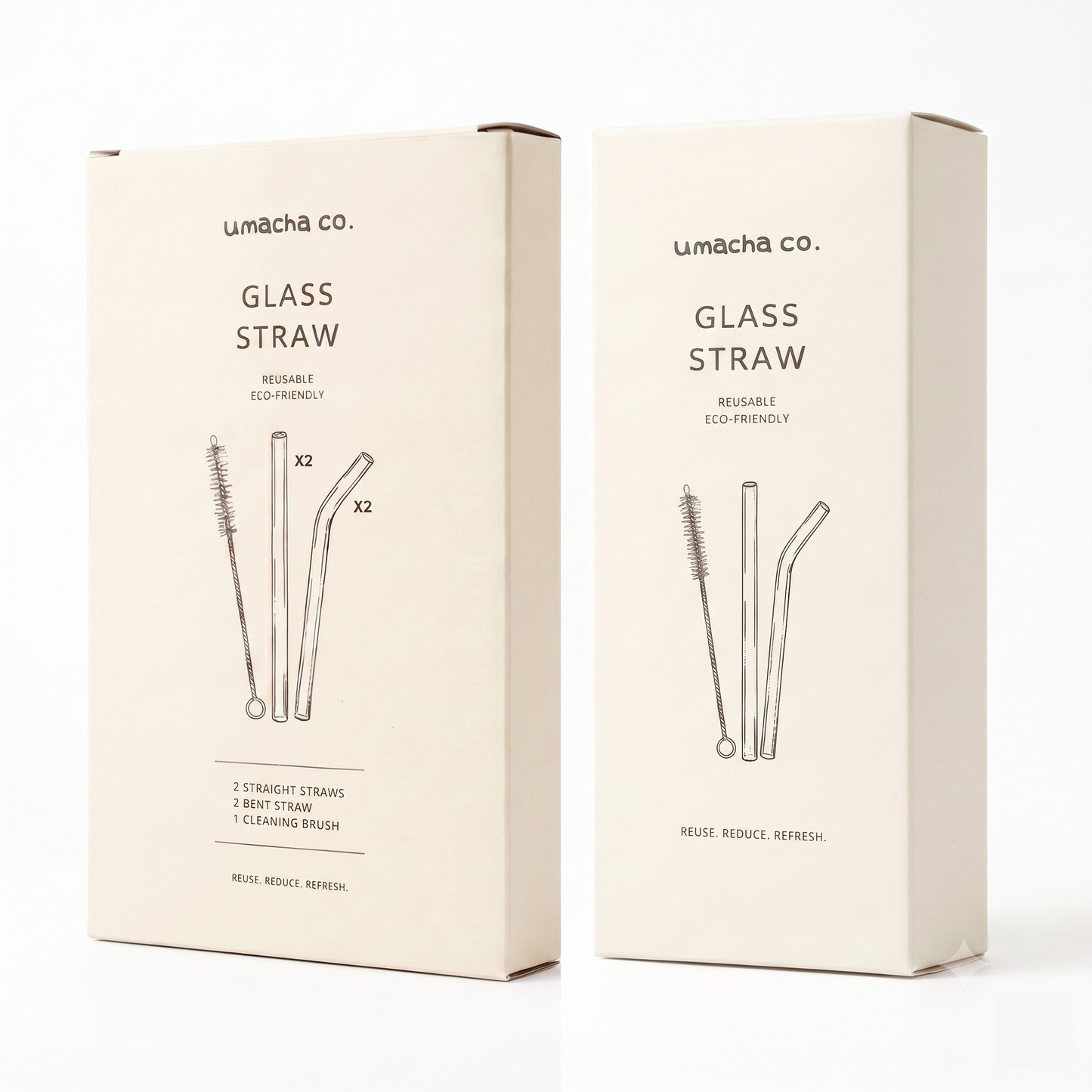 Umacha co. Reusable Borosilicate Glass Straw - Eco-Friendly Drinking Straw Set