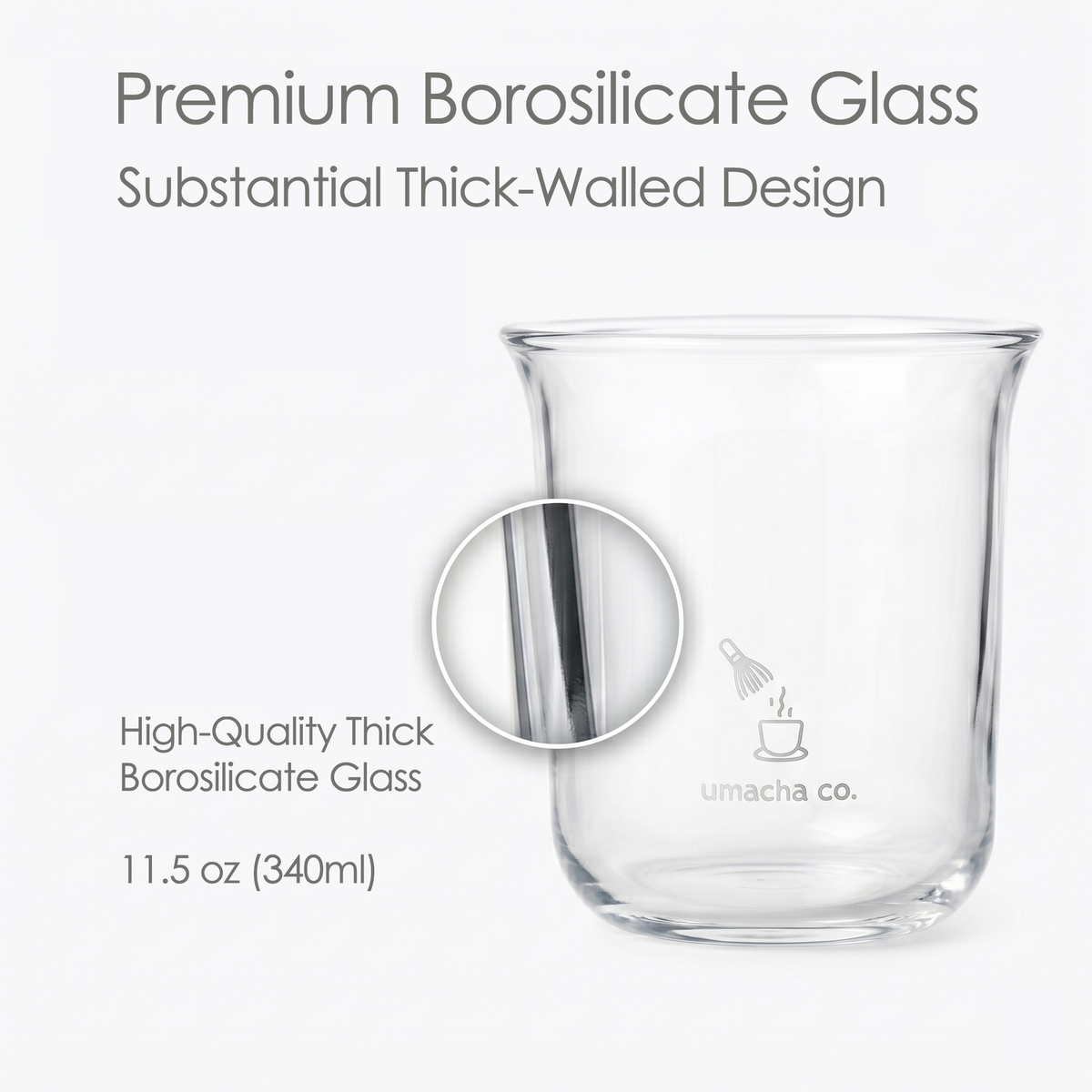 Umacha co. Thick Glass Matcha Mug (11.5 oz/340ml)