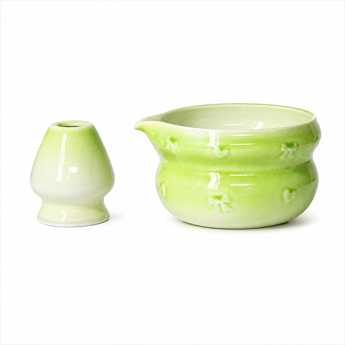 Umacha Co. Ceramic Matcha Bowl & Whisk Holder Set - Pastel Green