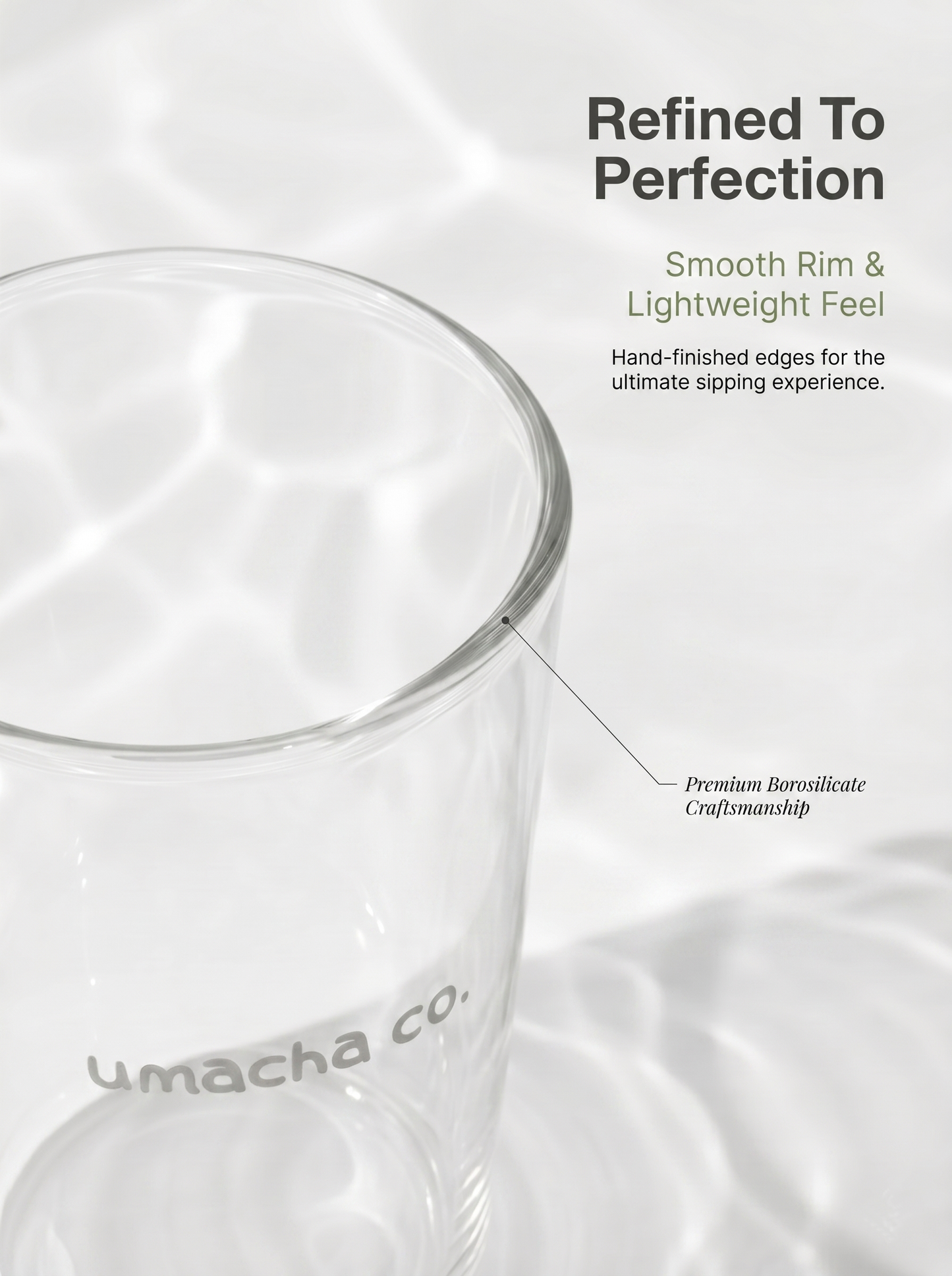 Umacha Premium Borosilicate Glass Cup | Minimalist Heat-Resistant Matcha Tumbler (12.85oz / 380ml)