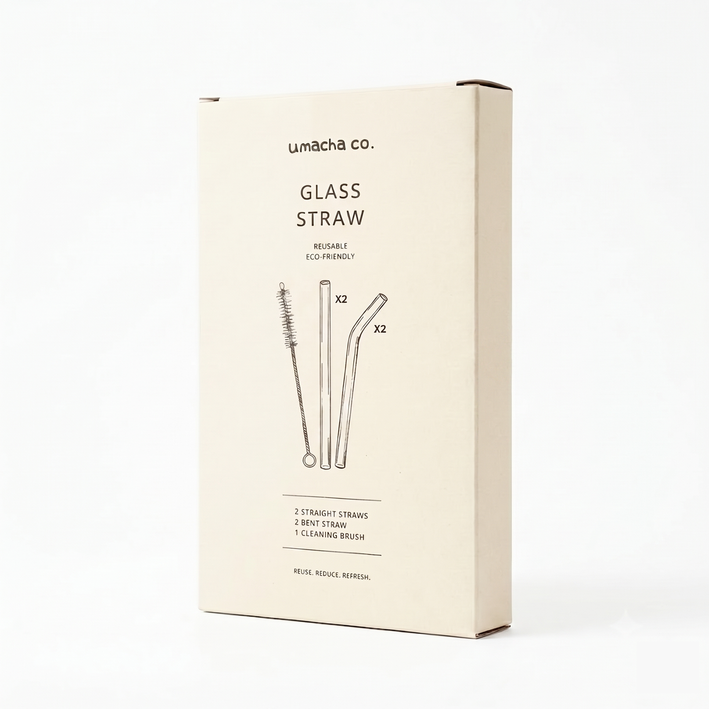 Umacha co. Reusable Borosilicate Glass Straw - Eco-Friendly Drinking Straw Set